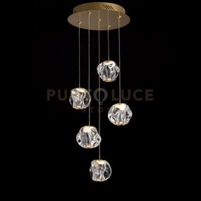 Lampada a sospensione ciottolo 5 luci , acrilico trasparente, monta...