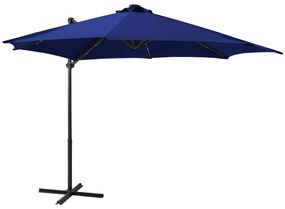 Ombrellone A Sbalzo Con Palo E Luci A Led Azzurro 300 Cm /