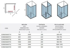 Box Doccia Soft-Close H200 8mm Anticalcare Profili Oro Spazzolato