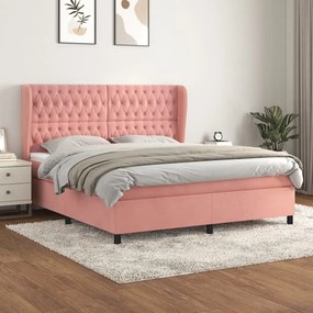 Giroletto A Molle Con Materasso Rosa 160x200 Cm İn Velluto /