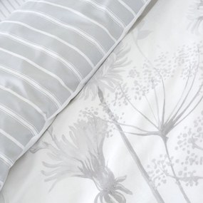 Biancheria da letto bianca e grigia Meadowsweet Floral, 200 x 200 cm Meadowsweet Floral - Catherine Lansfield