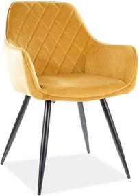 Sedia Linea Velvet Senape/Nero - H82 cm