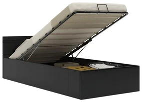 Giroletto contenitore idraulico led nero similpelle 100x200 cm