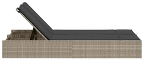 Lettino prendisole doppio con cuscini grigio chiaro polyrattan