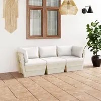 Divano da Giardino a 3 Posti su Pallet con Cuscini Legno Abete 3063398