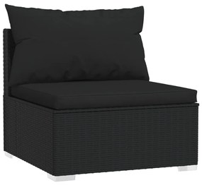 Set Mobili da Giardino con Cuscini 8 pz in Polyrattan Nero