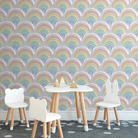 Carta da parati – Casette arcobaleno allegre