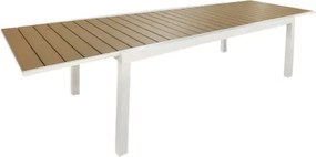 Tavolo In Alluminio Allungabile Effetto Legno 90x160-240 Cm Bianco