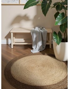 Tappeto rotondo greige in iuta reversibile e tessuto a mano ø 240 cm Jutta Greige – Hanse Home