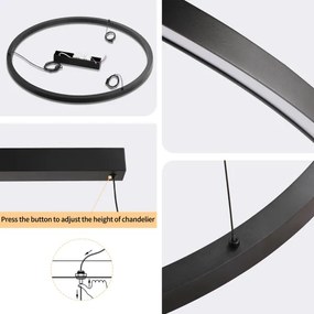 Brilagi - Lampada LED dimmerabile a sospensione su cavo PORTOFINO LED/60W/230V Ø 80 cm nero +telecomando