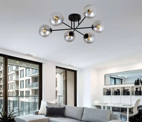 Lampadario Roma 6 Nero con sfere Grafite E14 da soffitto