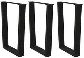 Gambe Per Tavolo Da Pranzo A V 3 Pz Nero 70x(72-73,3)cm Acciaio /
