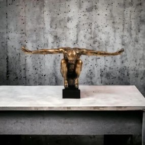 Decorazione da tavolo 25x41x20 cm in resina con patina dorata