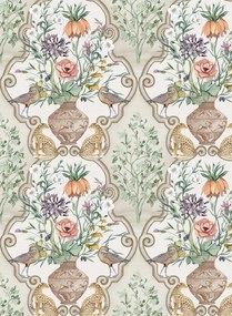 Osborne & Little Tapete Sundara - Linen/ Coral