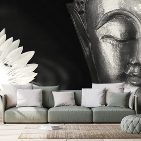 Carta da parati autoadesiva – Buddha divino in bianco e nero