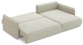Divano angolare color crema allungabile/con contenitore (con penisola a destra) Nanea – Makamii