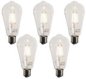 Set van 5 E27 LED lampen filament ST64 helder 4W 470 lm 2700K