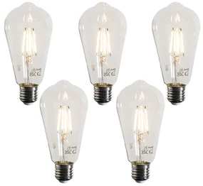 Set van 5 E27 LED lampen filament ST64 helder 4W 470 lm 2700K