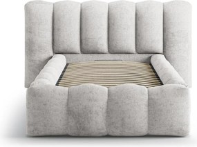Letto singolo imbottito grigio con contenitore con rete inclusa 90x200 cm Lupine – Micadoni