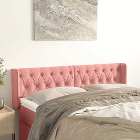 Testiera Ad Orecchio Rosa 147x16x78/88 Cm İn Velluto /