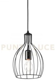 Ampolla lampadario a sospensione in metallo nero 1 luce attacco e27...