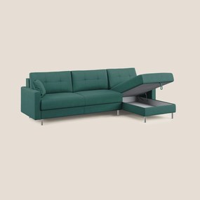 Megan divano letto angolare in microfibra smacchiabile T11 petrolio