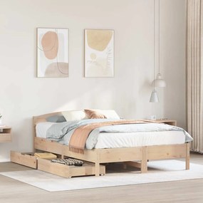 Letto Senza Materasso 140x190 Cm İn Legno Massello Di Pino /