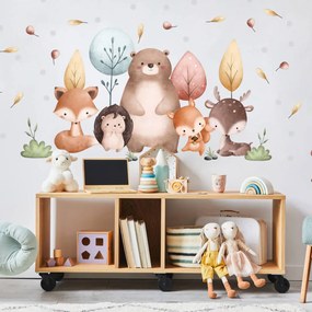 Decorazioni adesivi per pareti - Animali della foresta e alberi colorati | Inspio