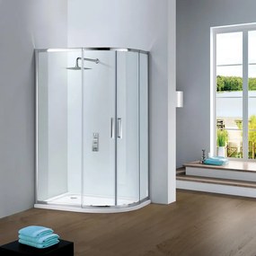 Box doccia con ingresso angolare scorrevole Slimline asimmetrico L 80 x L 90 x H 195 cm in vetro, sp. 6 mm vetro senza finitura / trasparente cromo