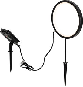 Set di 2 faretti da terra neri 50 cm con LED ricaricabili e pannello solare IP65 - Adalind