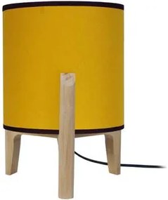 Tosel  Lampade d’ufficio lampada da comodino tondo legno naturale e giallo  Tosel