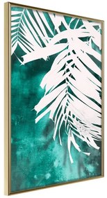 Poster  White Palm on Teal Background  Cornice Quadri Cornice d'oro, Larghezza x Altezza Home decor 30x45