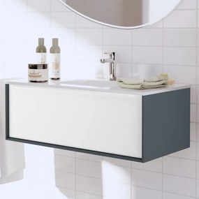 Mobile sottolavabo e lavabo Neo grigio scuro L 90 x H 32 x P 48 cm 1 vasca