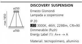 Artemide discovery sospensione orizzontale 70 con app
