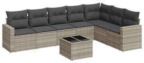 Set divano da giardino 8pz con cuscini grigio chiaro polyrattan