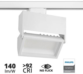 Faro LED 44W Rettangolare per Binario Trifase, 100°, Bianco - PHILIPS CertadriveNo Flickering CRI92 Colore Bianco Caldo 3.000K