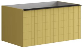 Mobile da bagno sotto lavabo Pixel grid giallo laccato opaco L 80 x H 40 x P 45.5 cm 1 cassetto, lavabo non incluso