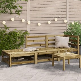 Divano giardino con poggiapiedi 2 sedute legno impregnato pino