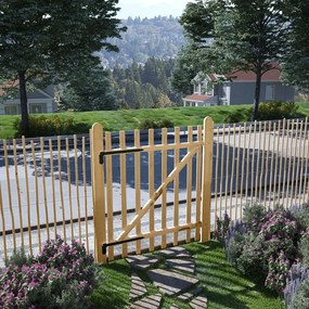Cancello Singolo Per Recinzione İn Legno Di Nocciolo 100x120 Cm /