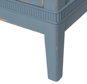 Cassettiera bassa blu in legno di abete 115x90 cm Shabby - Ixia