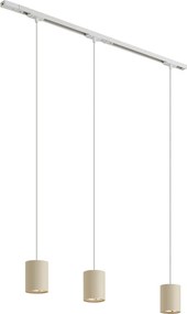 Sistema di illuminazione a binario moderno con 3 luci a sospensione bianco con beige monofase - Iconic Holt