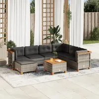 Set Divano da Giardino 8 pz con Cuscini Grigio in Polyrattan 3261942