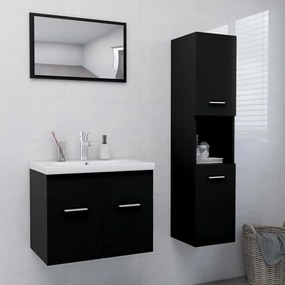 Set Mobili Da Bagno Nero İn Legno Multistrato /
