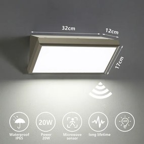 Brilagi-Applique da esterno con sensore TRIANGLE LED/20W/230V grigio IP65