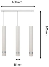 Lampadario LED a cavo TUBA 3xGU10/4,8W/230V bianco/cromo lucido