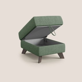 Moon Pouf contenitore e piedini alti in tessuto morbido ad intreccio soft-touch impermeabile T06 verde
