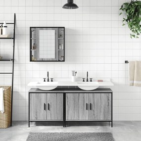 Set mobili da bagno 3 pz grigio sonoma in legno multistrato