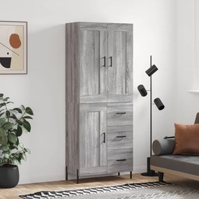 Credenza Grigio Sonoma 69,5x34x180 Cm İn Legno Multistrato /