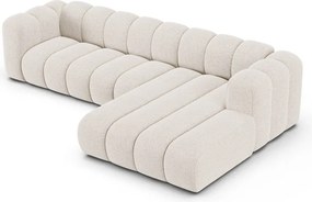 Divano angolare color crema (con penisola a destra/con chaise lounge) con rivestimento in ciniglia Lupine – Micadoni