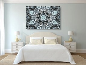 Quadro su tela – Mandala con motivo indiano in azzurro